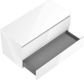 Mexen Orio, kúpeľňová skrinka 100 cm s hornou časťou, 2 zásuvky, biela lesklá, 91A10-10047-2-BFFC00