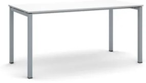 Stôl PRIMO SQUARE so sivostriebornou podnožou 1600 x 800 x 750 mm, biela
