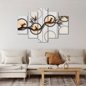 Umelecký obraz - Vtáčiky na vetve (150x105 cm)