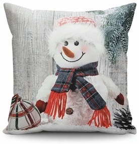 Forbyt Vianočná obliečka na vankúš Snehuliak červená 3D, 40 x 40 cm