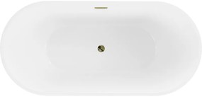 Mexen Luna, voľne stojaca vaňa 150 x 75 cm, biela, zlatý lesklý prepad, 52031507500-50