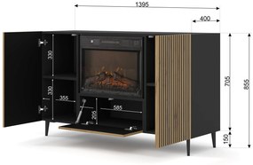 Skrinka s elektrickým krbom F 2D1K Rowanna (dub artisan + čierna). Akcia -20%. Vlastná spoľahlivá doprava až k Vám domov. 1125063