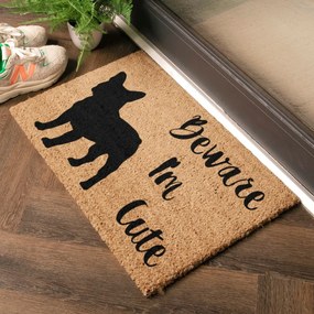 Rohožka z kokosového vlákna 40x60 cm Beware I'm Cute French Bulldog – Artsy Doormats