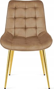 Hnedá zamatová stolička BERA so zlatými nohami