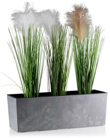 PLASTOVÝ KVETINÁČ BOUQUET 19X56 CM IMITÁCIA BETÓNU SIVÁ