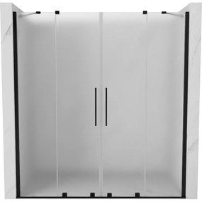 Mexen Velar Duo, posuvné sprchové dvere do otvoru 200 cm, 8mm sklo námraza, čierna matná, 871-200-000-32-70