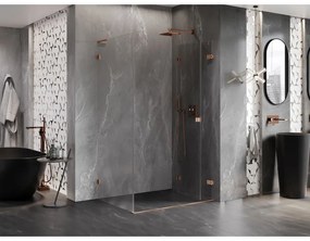 Mexen Lunar-F L, pravý sklápací sprchový kút 95 x 70 cm, 8mm číre sklo, profil medená matná, 836L-095-070-65-00-P