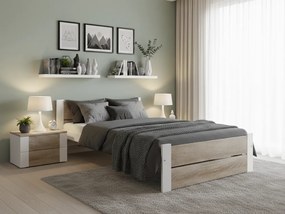 Posteľ IKAROS DOUBLE 90 x 200 cm, biela/dub sonoma Rošt: S lamelovým roštom, Matrac: Matrac COCO MAXI 20 cm