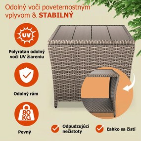 Polyratanový odkladací stolík ROCCO, 40x45x45cm, krémová Casaria