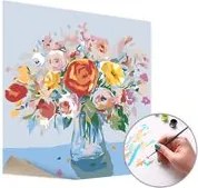 Maľovanie podľa čísel FAREBNÁ KYTICA – nízka náročnosť 50x50  cm