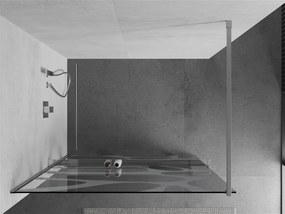 Mexen Kioto+, sprchová zástena s poličkou a držiakom na uteráky 80 x 200 cm, 8mm číre sklo vzor biely, chrómový profil, 800-080-121-01-97