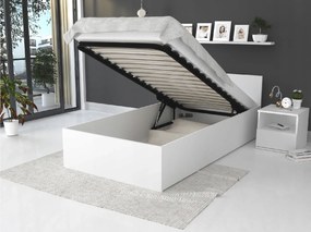 Jednolôžková posteľ s úložným priestorom Dolly - biela Rozmer: 200x90