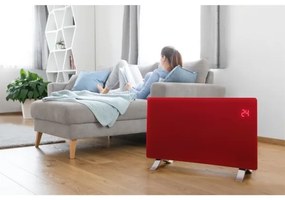 Sencor - Inteligentný elektrický priamy ohrievač/konvektor 1200/2400 W, 230 V, IP24, Wi‑Fi, červený