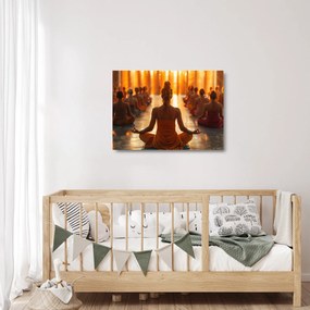Sklenený obraz - Lekcia jogy (70x50 cm)