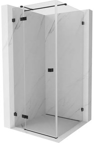 Mexen Lunar T, sklápací sprchový kút ľavý 120 x 120 cm, 8mm číre sklo, čierny profil, 834T-120-120-70-00-L