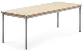 Stôl SONITUS, 1800x700x600 mm, linoleum - béžová, strieborná