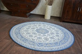 Koberec SIZAL FLAT  kruh 48691/591 kvety nebeský