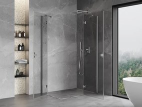 Mexen Mist-H Duo, 2-krídlový výklopný sprchový kút 90 x 115 cm, číre sklo, chrómový profil, 8A5-090L-115P-01-00