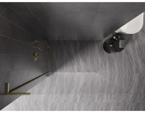 Mexen, Mexen Kioto-X L sprchová stena 120 x 200 cm, priehľadná 10 mm, zlatý kartáč - 800-120-107-55-00-X