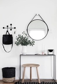Dekorstudio Okrúhle Retro zrkadlo na koženom páse 60cm