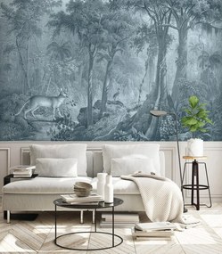 WALLCOLORS Jungle Cat Blue Wallpaper - tapeta POVRCH: Prowall Canvas