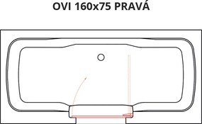 Vaňa s dvierkami Polimat OVI 160x75 PRAVÁ s bielym čelným krycím panelom + vaňový sifón automat s prepadom VABPS-ZU 70