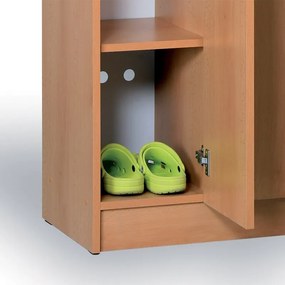 Drevená šatníková skrinka S5, 2 oddiely, 1900 x 600 x 420 mm, cylindrický zámok, oranžová