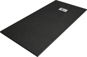 Mexen Hugo, obdĺžniková sprchová vanička SMC 170 x 90 cm, čierna, oceľová krytka, 42709017-X