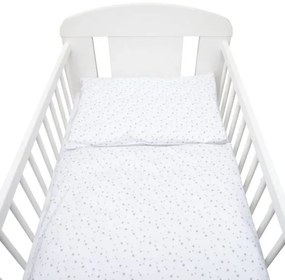 NEW BABY 2-dielne posteľné obliečky New Baby 100/135 cm biele sivé hviezdičky