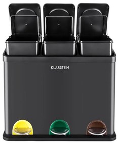 Klarstein Ökosystem odpadkový kôš nášľapný kôš triedič odpadu 45L (3x15L) čierna