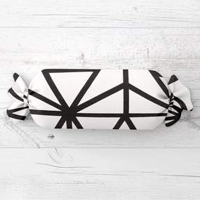 Biante Vankúš valec bonbon Sandra SA-577 Čierne geometrické vzory na bielom 15x60 cm