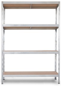 Bezskrutkový kovový regál RIVET BUDGET, 180x120x40 cm, 4x HDF polica, zinok