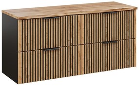 Závesná skrinka Casad Nature s doskou 120 cm dub wotan/čierna