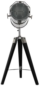 Dekorstudio Podlahová lampa TRIPOD na čiernej trojnožke s chrómovaným tienidlom