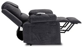 Masážne kreslo s funkciou vstávania MARCOS tmavosivé