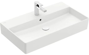 VILLEROY &amp; BOCH Memento 2.0 závesné umývadlo s otvorom (spodná strana brúsená), s prepadom, 800 x 470 mm, Stone White, s povrchom CeramicPlus, 4A228GRW