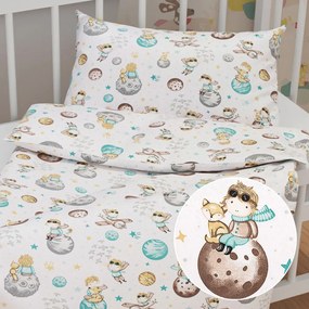 Biante Detské bavlnené posteľné obliečky do postieľky Sandra SA-561 Malý princ na bielom Do postieľky 90x120 a 40x60 cm