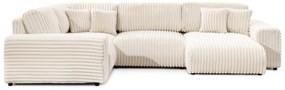 Krémová menčestrová rohová pohovka (ľavý roh/do tvaru "U") Justin – Ropez