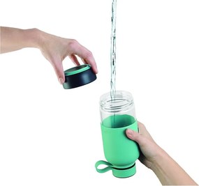 Tyrkysovomodrá cestovná sklenená fľaša 500 ml To Go – Lékué