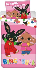 Jerry Fabrics Bavlnené obliečky 140x200 + 70x90 cm - Zajačik Bing "Playing Together"