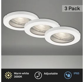 LED vstavané svietidlo Briloner IP65 GU10 5W 400lm 3000K biele