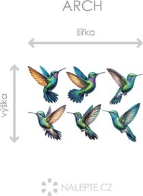 Kolibríky textilní prelepiteľné nálepky na stenu hárok 47 x 31 cm