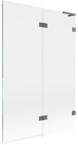 Mexen Lunar L, 2-krídlová vaňová zástena pravá 120 x 150 cm, číre sklo, grafitová, 897L-120-100-95-00-P
