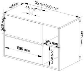Skrinka pod umývadlo VAMI W90 2SZ biela / garafitová / sivá