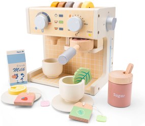 Drevený kávovar s príslušenstvom