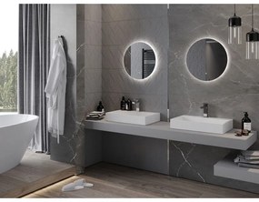 Mexen Erg, okrúhle LED podsvietené kúpeľňové zrkadlo 50 cm, 6000K, vykurovacia podložka proti zahmlievaniu, 9823-050-050-611-00