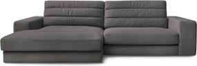 Antracitová zamatová rohová pohovka (ľavý roh/s leňoškou) Sierra – Bobochic Paris
