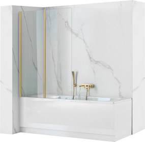 Dvojdielna vaňová zastena REA AGAT-2 100 cm, zlatá kartáčovaná/transparent