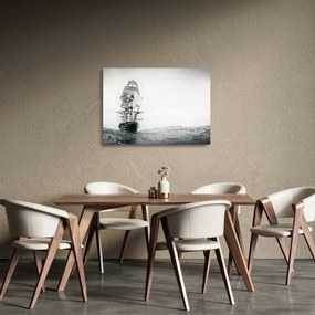Sklenený obraz - Loď plávajúca po oceáne (70x50 cm)