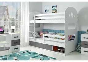 Detská poschodová posteľ DOMINIK s úložným priestorom 80x160 cm - biela Šedá